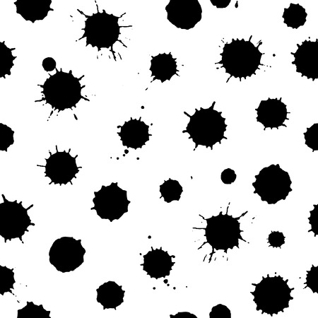 Seamless pattern with ink splashes on a white background.のイラスト素材