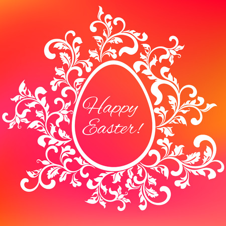 Happy Easter! Frame in the form of eggs with floral elementsのイラスト素材