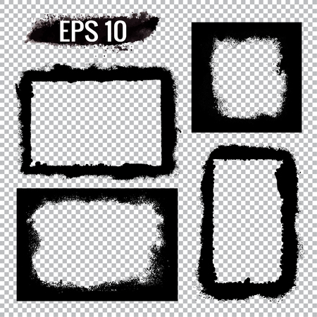 Collection of vector frames drawn in ink. Grunge styleのイラスト素材