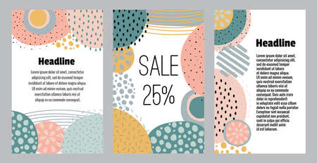 Set of abstract artistic template. Suitable for greeting card, banner, poster, invitation, flyer, cover, brochure and other graphic design.のイラスト素材