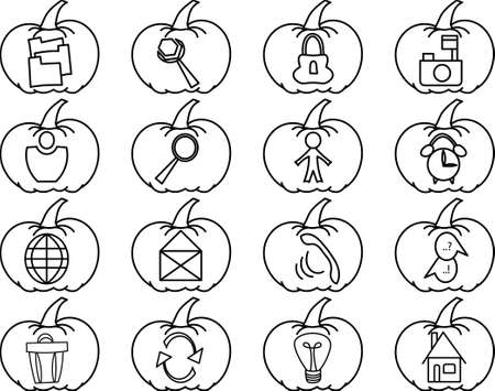 User interface vegetables icons set with transparent halloween and thanksgiving pumpkinsのイラスト素材