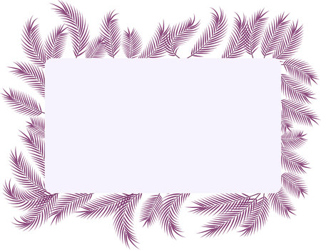 Purple rectangular frame with palm branch. Feel the incredible tropical inspiration!のイラスト素材
