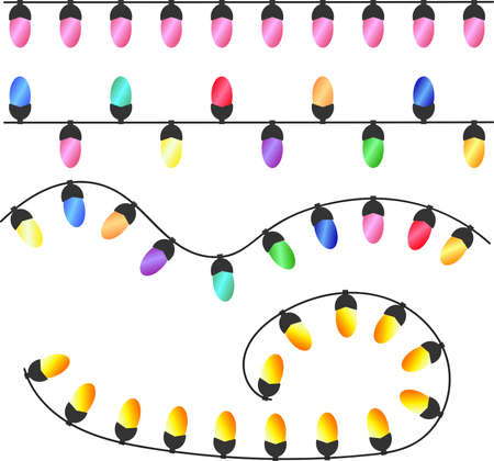 Set of Christmas garlands with colored illuminationのイラスト素材