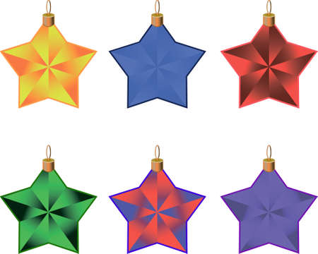 Set of colorful stars for Christmas and New Year decoration on transparent backgroundのイラスト素材