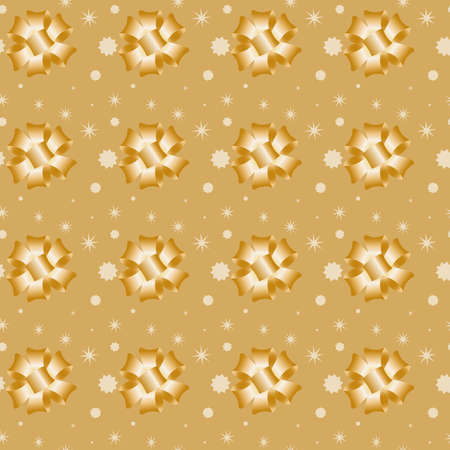 Seamless beige pattern with gradient bows golden ribbons and multipath starsのイラスト素材