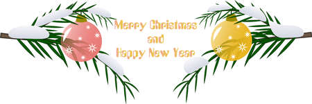 New Year and Christmas greeting card with text and tree branchesのイラスト素材