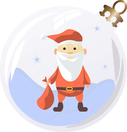 New Year and Christmas composition with Santa Claus and gift bag in baubleのイラスト素材
