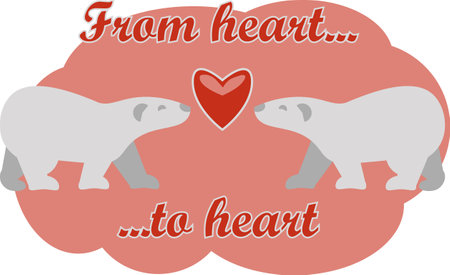 Greeting card to Valentines day with two polar bears ant textのイラスト素材