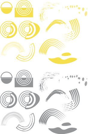 Set of Abstract Modern Graphic Elements in Ultimate Gray and Illuminatingのイラスト素材