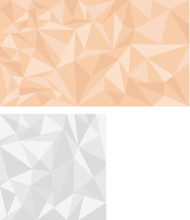 Set of two low polygonal square and widescreen, backgrounds colored in gray and beigeのイラスト素材