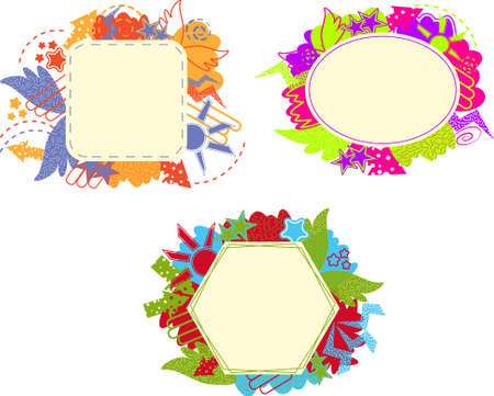 Set of social media background templates with borders. Abstract vector banners and graphical framesのイラスト素材