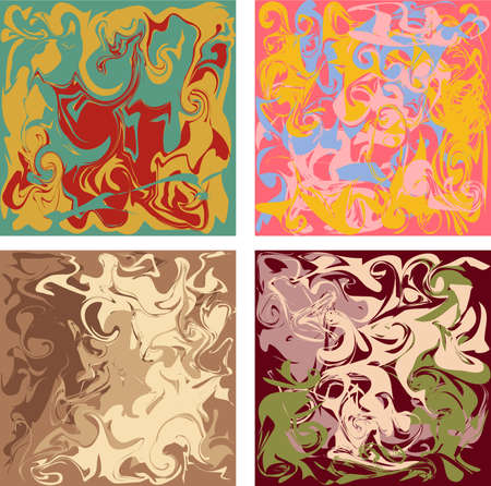 Set of square shaped liquid patterns. Abstract vector banners in organic colorsのイラスト素材