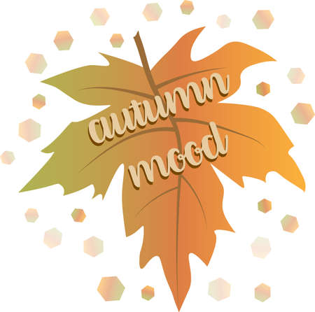 Lovely composition with gradient colored maple leaf and handwriting typography autumn moodのイラスト素材