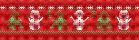 Classical pattern design for Christmas ugly sweater with snowman and pineのイラスト素材