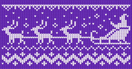 Set of ugly sweater patterns with Santa Claus and reindeer team on blue backgroundのイラスト素材