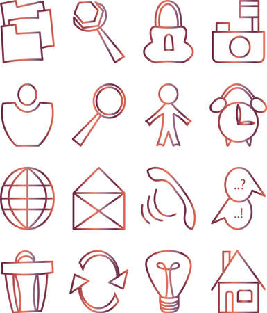 Set of minimal isolated icons drawing in flat style and gradient coloredのイラスト素材