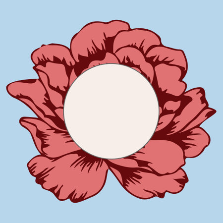 Greeting card with oval frame text box and beautiful blooming garden roseのイラスト素材