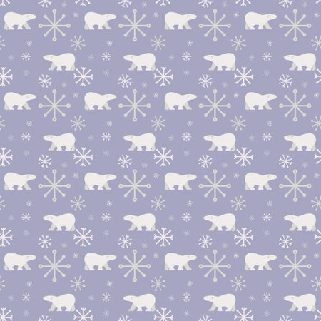 Seamless pattern with polar bears designed in minimalist flat styleのイラスト素材