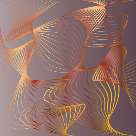 Abstract colored curved pattern with 3D effect drawing in retro style with gradient dark backgroundのイラスト素材