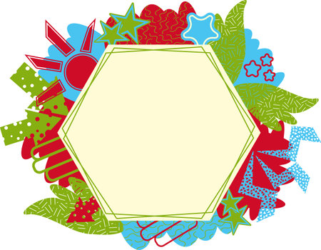 Hexagonal social media background template with borders Abstract vector banner and graphical frameのイラスト素材