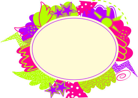 Oval social media background template with borders Abstract vector banner and graphical frameのイラスト素材