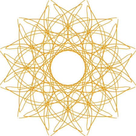 Isolated circle stroke abstract mandala pattern colored on yellow on transparent backgroundのイラスト素材