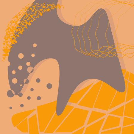 Abstract vector banners in organic colors golden and grey. Editable social media square background templateのイラスト素材