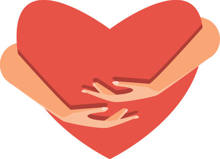 Romantic icon with heart in girls hands for Valentines day decoration on transparent backgroundのイラスト素材