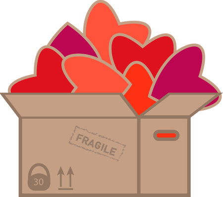 Greeting Valentines card with craft box full of hearts and textのイラスト素材