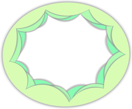 Ellipse shaped border mint colored drawing in flat paper cut styleのイラスト素材
