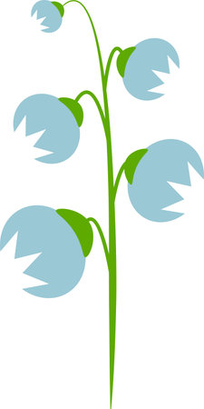 Flat style illustration with bell flower drawing for holiday greeting card on transparent backgroundのイラスト素材