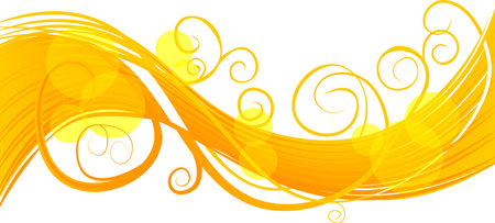 Abstract wave decoration element for greeting card colored in yellow on transparent backgroundのイラスト素材