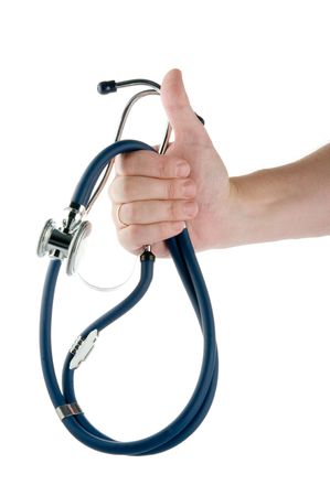 Male hand with stethoscopeの写真素材