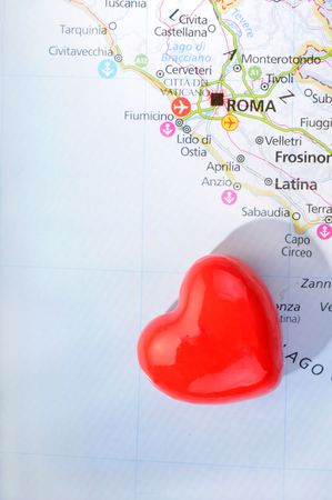 Concept love of Roma with heart and Italian mapの写真素材