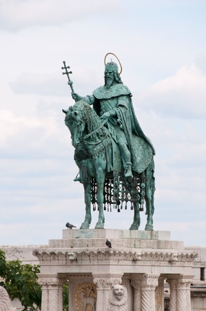 Saint Stephen bronze statue in Budapest, Budapestの写真素材