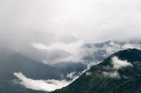 rays struggle through the fog, North India,  Himalayanの写真素材