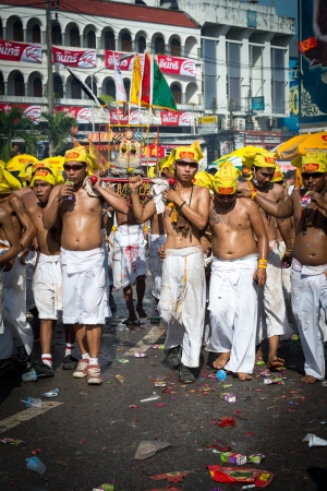 Phuket, Thailand - October 21, 2012: An unidentified people on street processions of Phuket Vegetarian Festival. It is an annual event held during the ninth lunar month of the Chinese calendar. のeditorial素材