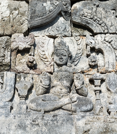Images of Buddha on wall of temple in Candi Sewu complex (means 1000 temples). It has 253 building structures (8th Century) and it is the second largest Buddhist temple in Java, Indonesia.のeditorial素材