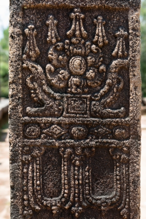 Ancient stone carving with elephants on the ruins of the ancient kingdom capital in Polonnaruwa, Sri Lanka の写真素材