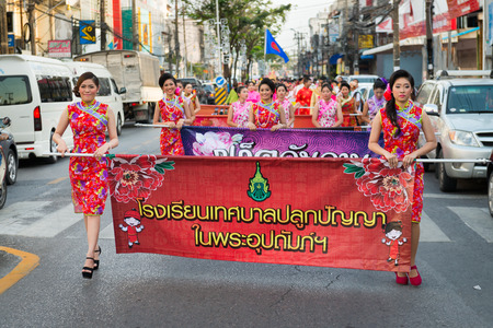 PHUKET, THAILAND - 07 FEB 2014: Phuket town residents take part in procession parade of annual old Phuket town festival. のeditorial素材