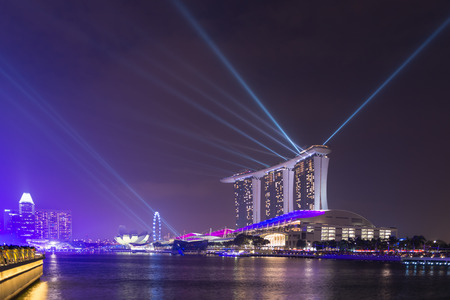Singapore Marina Bay illumination at New Year holiday celebration night.のeditorial素材