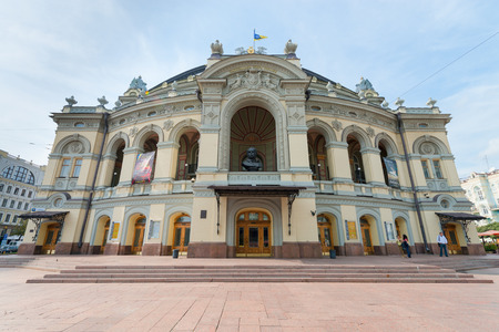 KIEV, UKRAINE - SEP 18, 2013: National opera and ballet theatre in Kyiv. The building designed by Victor Schroter and opened on September 29, 1901 のeditorial素材