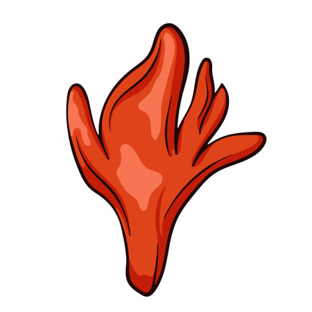 Poison fire coral inedible mushroom in cartoon style. Podostroma cornu damae sketch. Vector illustration isolated on a white background.のイラスト素材