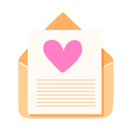 Envelope with letter with note and heart. Flat style. Vector illustration isolated on a white background.のイラスト素材