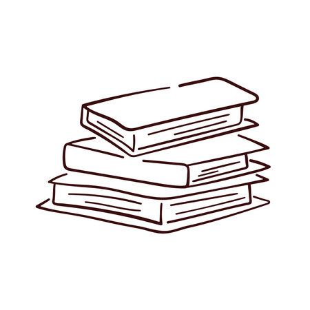 Stack of books line art style icon. Study, school symbol design. Vector illustration isolated on a white background.のイラスト素材