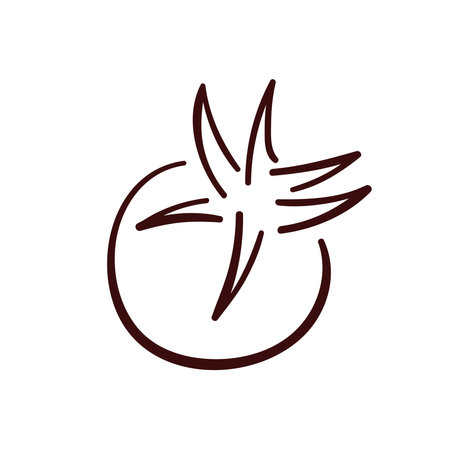 Tomato icon in line art style. Simple design. Vector illustration isolated on a white background.のイラスト素材