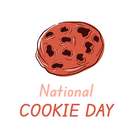 Cookie with text celebrating National Cookie Day. Perfect for food project, holiday promotion or bakery branding.のイラスト素材