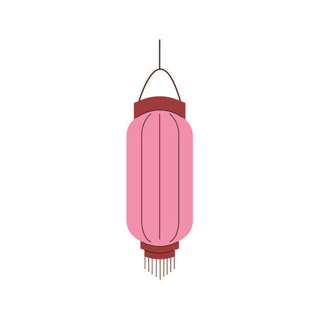 Pink Chinese lantern with a simple and elegant design in flat style. Aesthetic and cultural art perfect for festive and Asian themed project. Isolated on a white background.のイラスト素材
