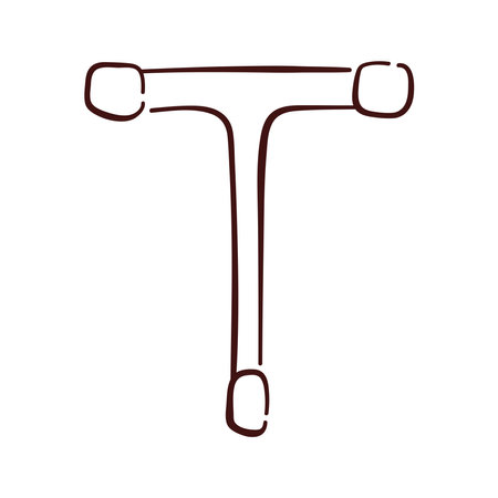 Simple Socket Wrench symbol in line art style. Hand drawn design for repair work isolated on a white background.のイラスト素材