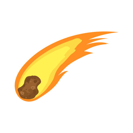 meteorite, comet. Collection of elements of solar system. Cartoon style vector illustration on white background. Space galaxy background cartoon universe elements, cosmos dust sceneのイラスト素材